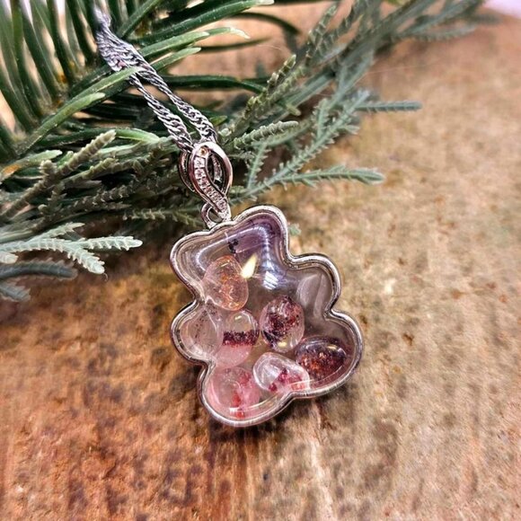 Floating Nature Super Seven Crystals Silver Bear Pendant Necklace - Picture 5 of 10